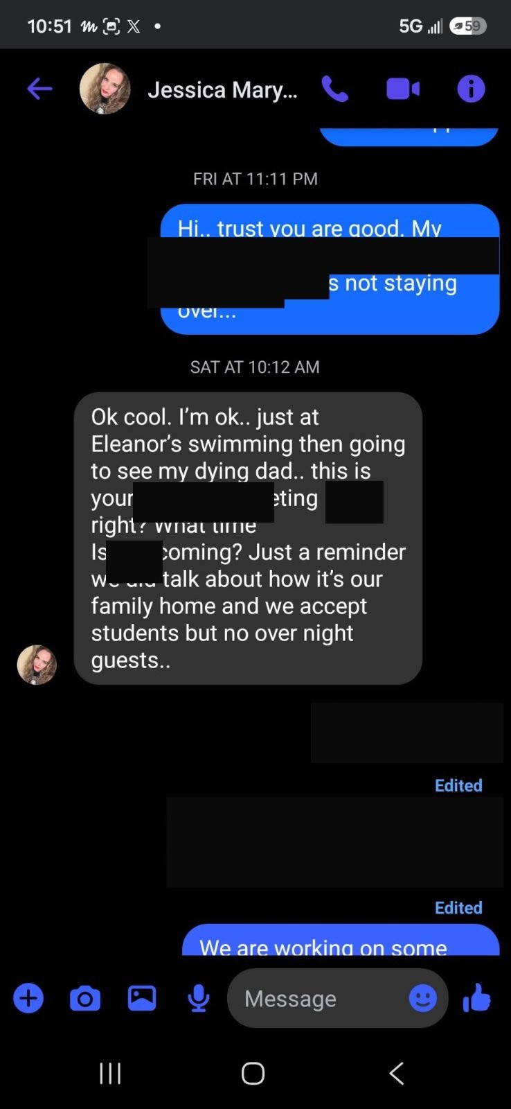 Messenger messages of October 16-17, 2026 between the author and the landlord